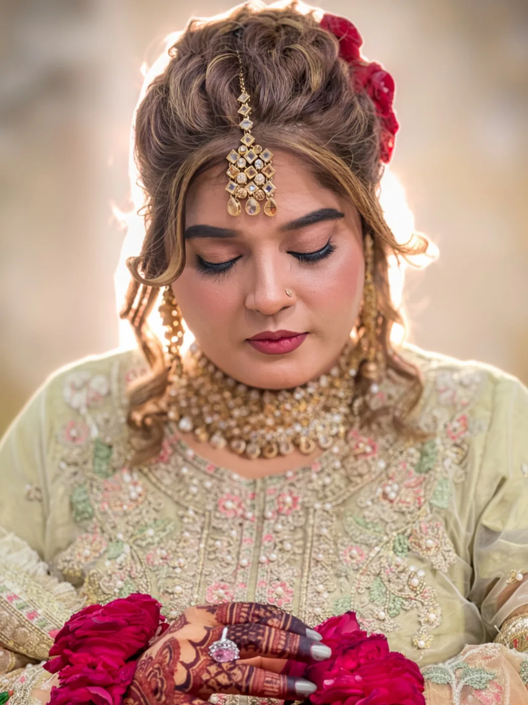Bride in ivory walima look