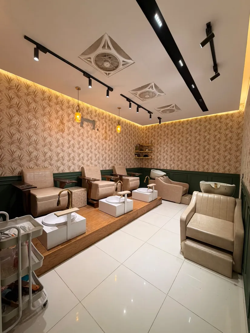 Mani-pedi lounge with gold taps