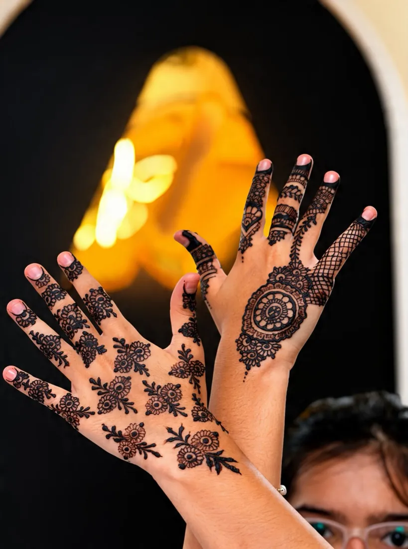 Detailed floral mehndi on hands