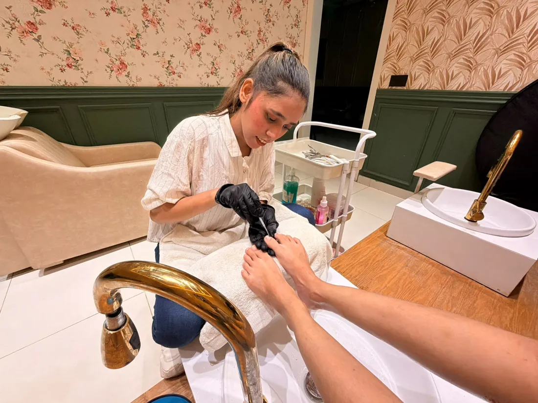 Pedicure in the mani-pedi lounge